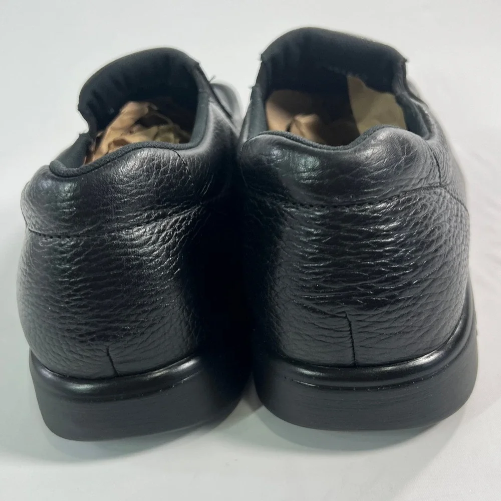 SAS Side Gore Slip-On Loafers Men's Size 9 Wide Black Pebbled Leather Comfort